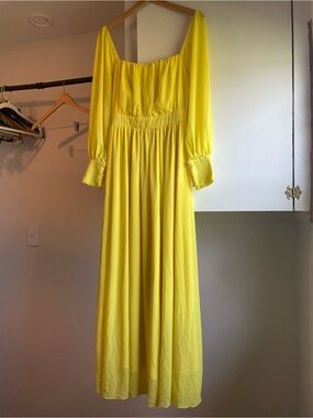 Sunshine Yellow Long-Sleeve Maxi Dress